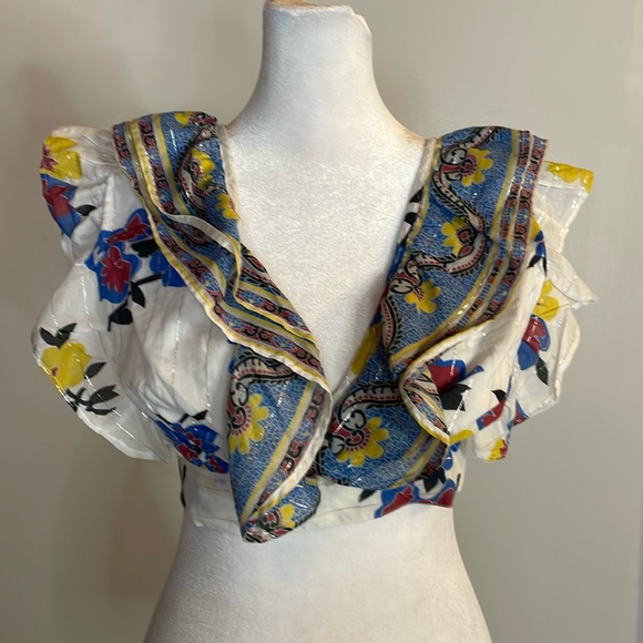 [PLACE NATIONALE] Colorful Ruffle Crop Top - Size Small - Picture 3 of 9